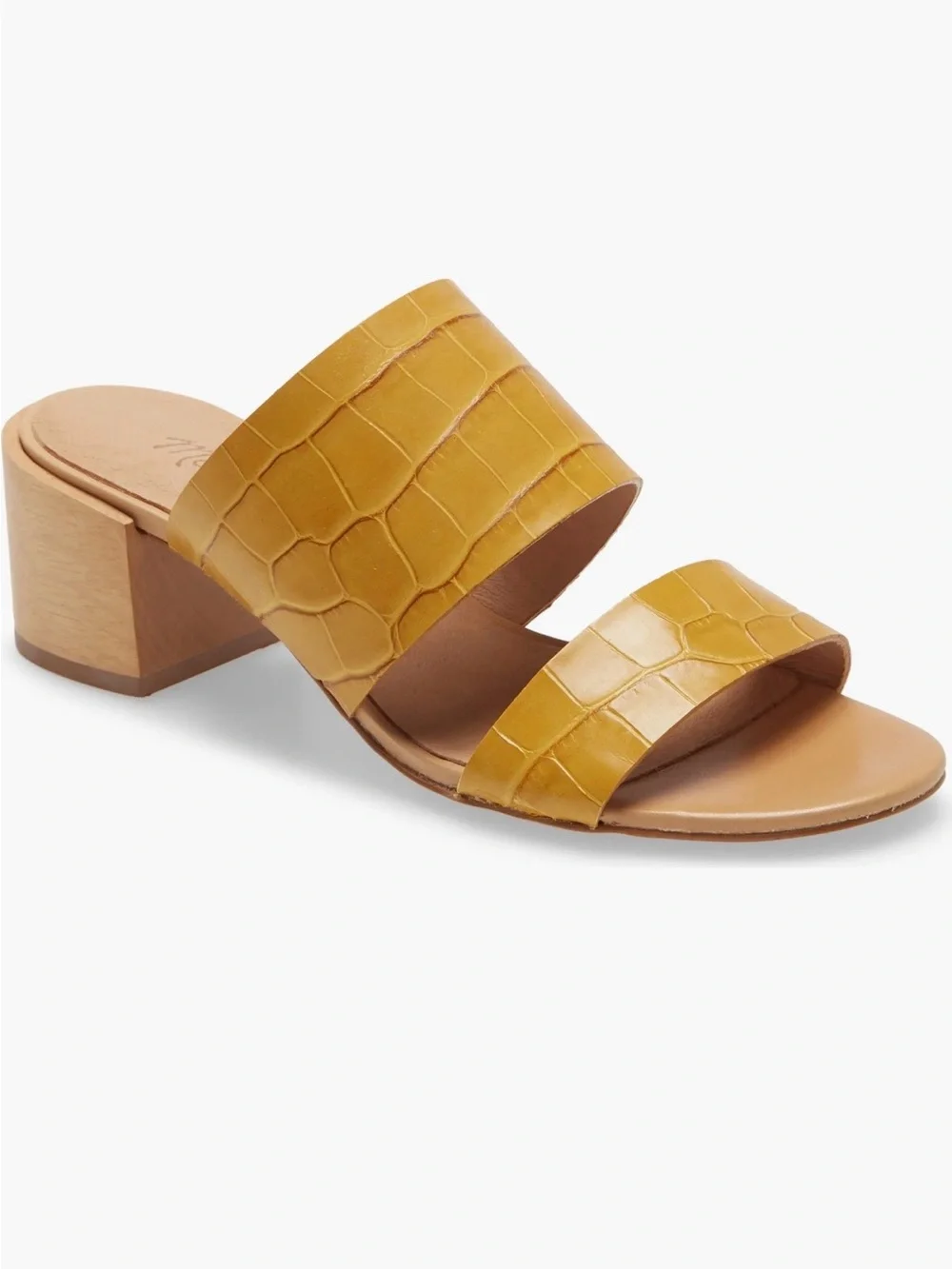 Women’s 9.5 Madewell Kiera yellow two strap mule sandal